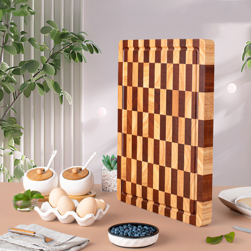 Wooden Chessboard Grid Cutting Board Chopping Board For Fruits