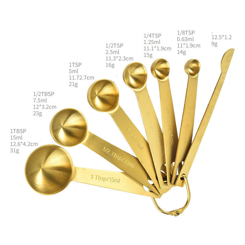 Cozinha Measuring Spoons - Gold Stainless Steel | 6 Pieces
