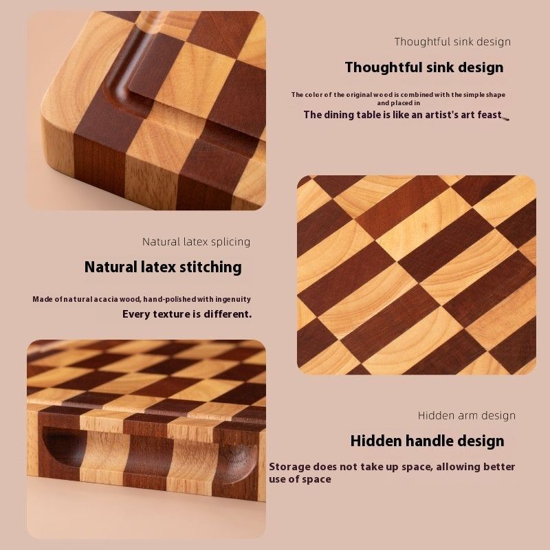 Wooden Chessboard Grid Cutting Board Chopping Board For Fruits