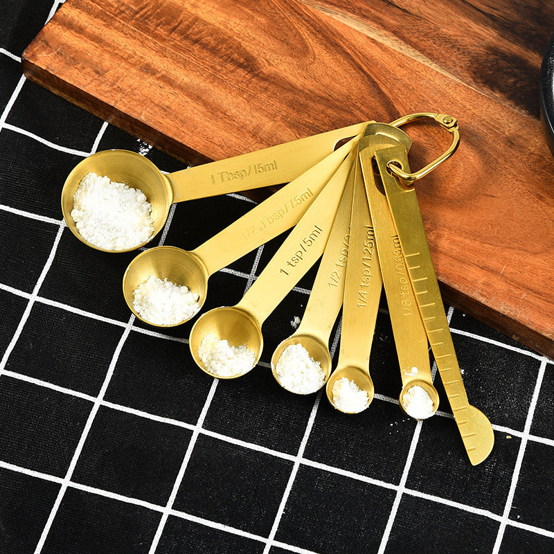 Cozinha Measuring Spoons - Gold Stainless Steel | 6 Pieces