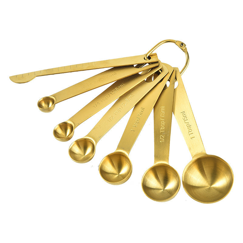 Cozinha Measuring Spoons - Gold Stainless Steel | 6 Pieces