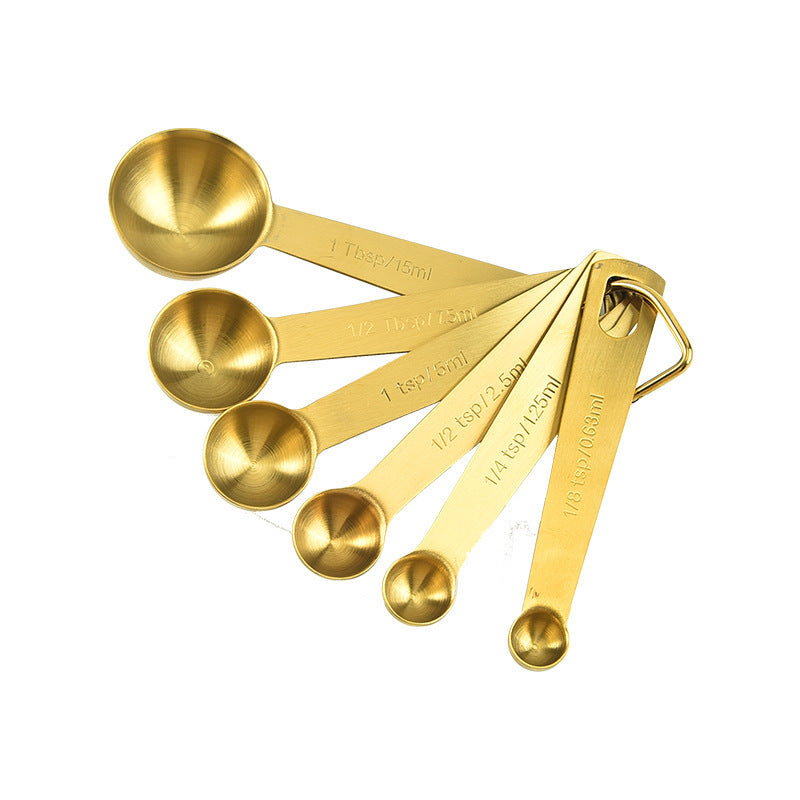 Cozinha Measuring Spoons - Gold Stainless Steel | 6 Pieces
